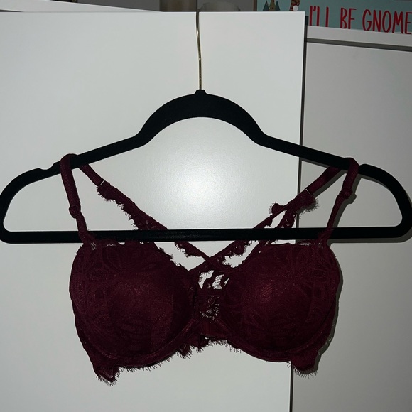Victoria Secret Maroon Crossed Back Push Up Bra, Size 34C - Picture 1 of 2